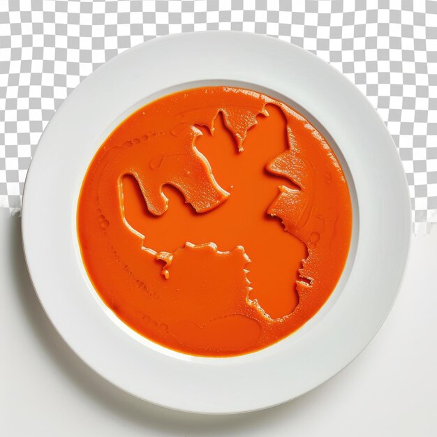 PSD a bowl of tomato soup with a map on the side