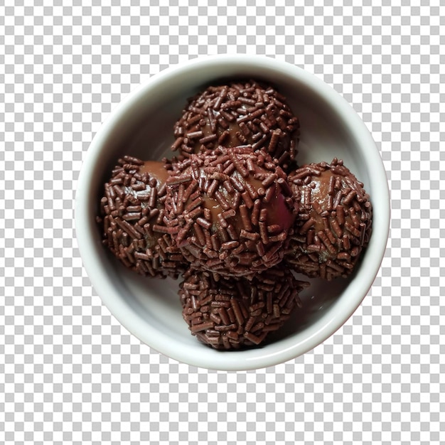 PSD bowl with brazilian sweet brigadeiro png transparent background