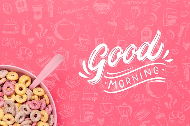 Bowl with cereals on table for breakfast