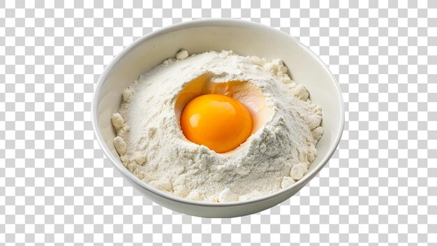 PSD bowl with flour and egg yolk isolated on transparent background