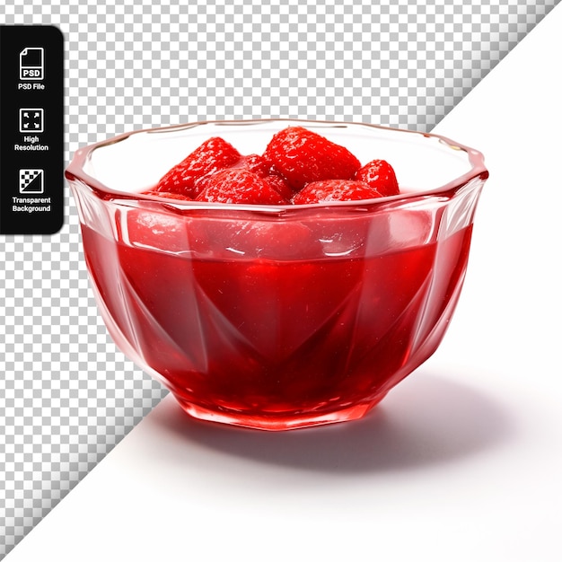 PSD bowl with strawberry jam isolated on a transparent background