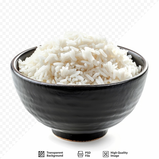 PSD ciotola con gustoso riso bollito su sfondo bianco isolato