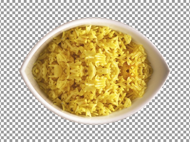 PSD bowl of yellow rice isolated on transparent background