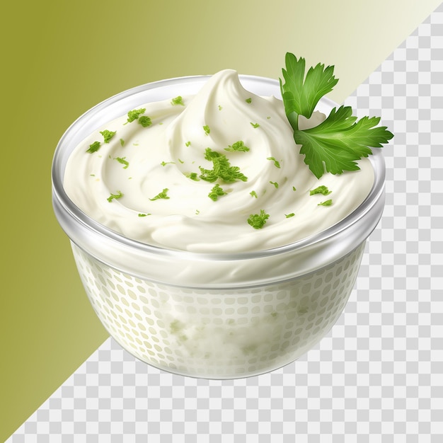 PSD bowl of yogurt isolated on transparent background