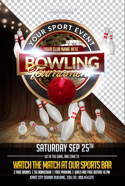 Strato isolato di composizione di rendering 3d di bowling