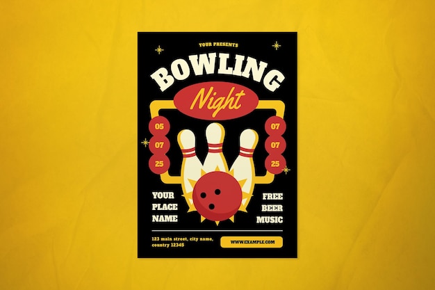 bowling night social media flyer