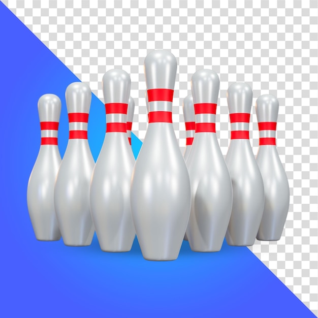 Render della composizione 3d dei perni di bowling