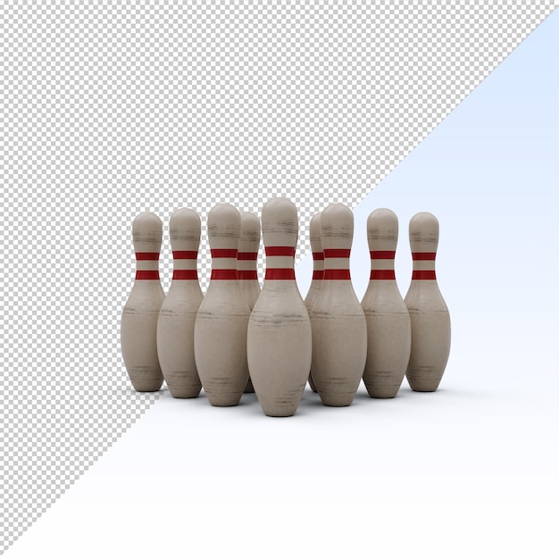 PSD bowling pins front view isolated