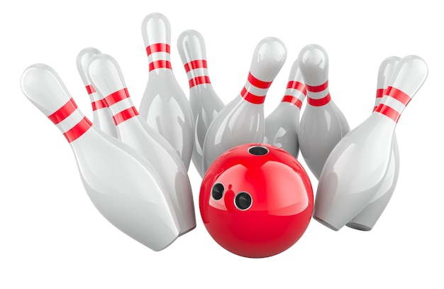Bowling strike concept 3D rendering geïsoleerd op een transparante achtergrond