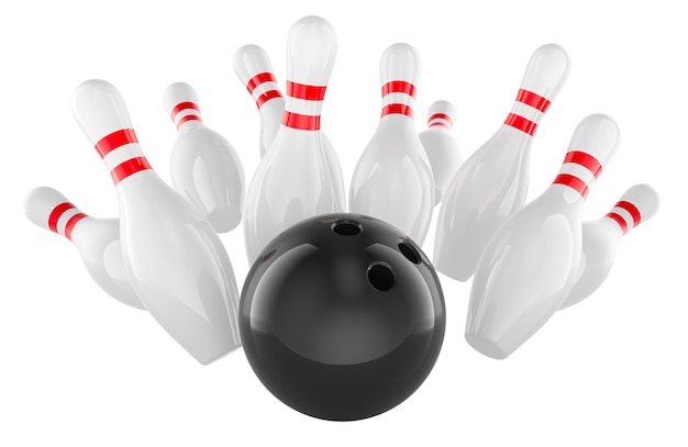 Bowling strike concept 3D rendering geïsoleerd op een transparante achtergrond