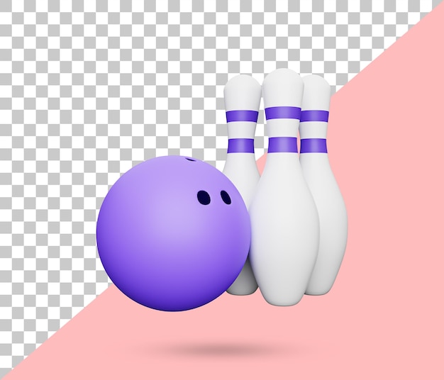 PSD bowlingbal en pinnen 3d icon.3d weergegeven