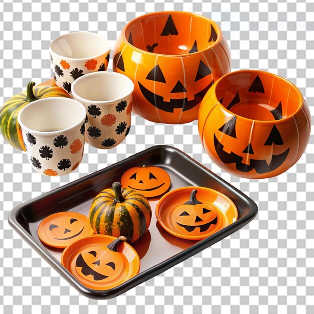 PSD bowls and trays for halloween on transparent background