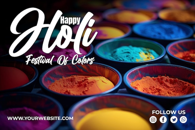 Bowls with colorful holi