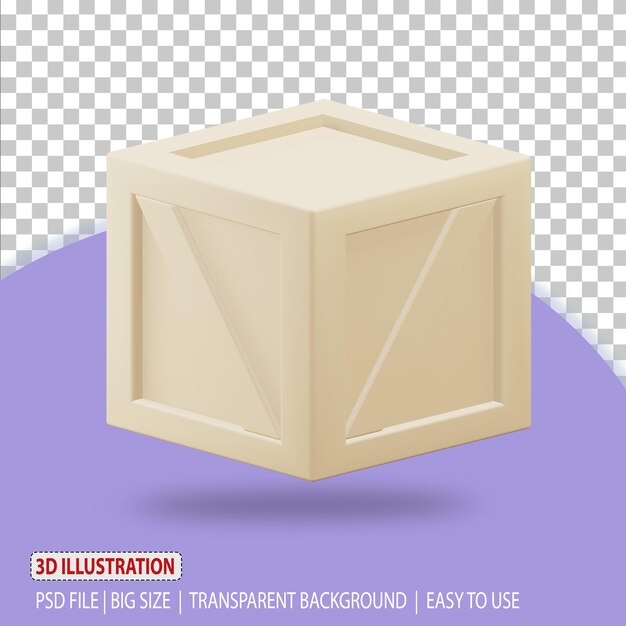 Box 3d icon illustration expedition logistic rendering with transparent background