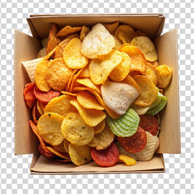 PSD box of assorted flavored potato chips transparent