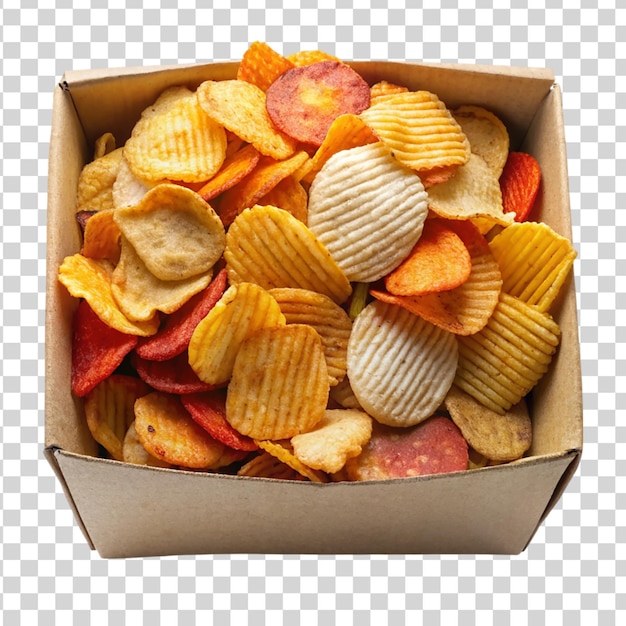 PSD box of assorted flavored potato chips transparent