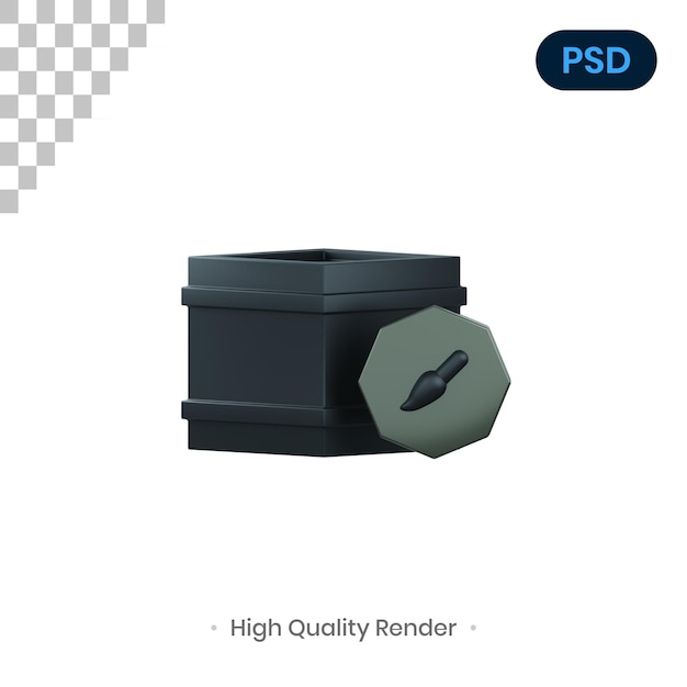 Box amp Brush 3D Render Illustration Premium Psd