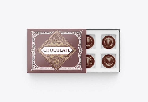 チョコレートの箱のモックアップ