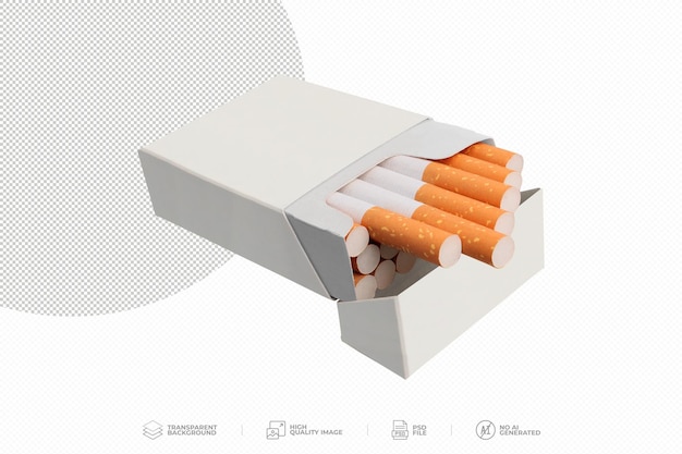 PSD box of cigarettes on transparent background