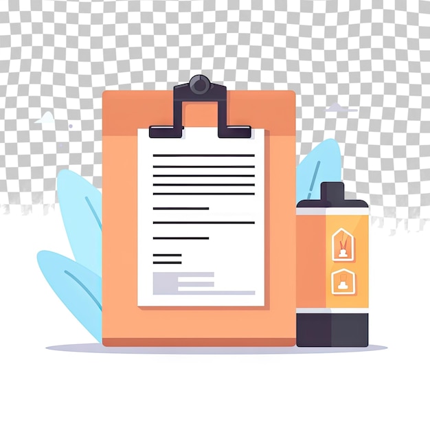 PSD box and clipboard package checklist report flat icon isolated on transparent background vector illustration