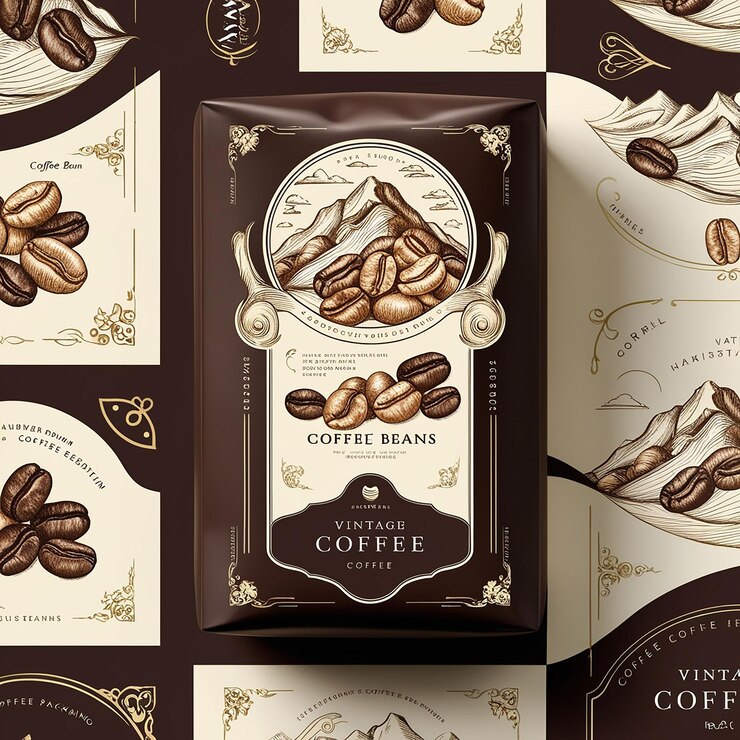 a box of coffee beans and coffee with a label that says coffee beans
