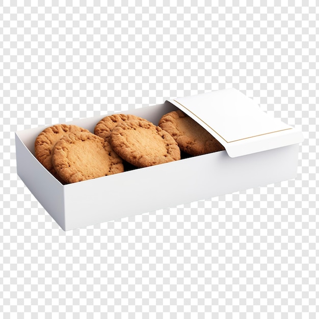 Una scatola di biscotti su uno sfondo trasparente