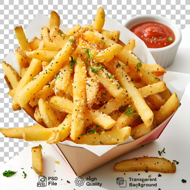 PSD a box of french fries mockup on transparent background