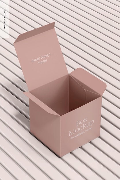 PSD box on metallic panel mockup opened