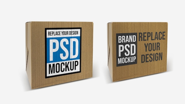 PSD box mockup 3d rendering design