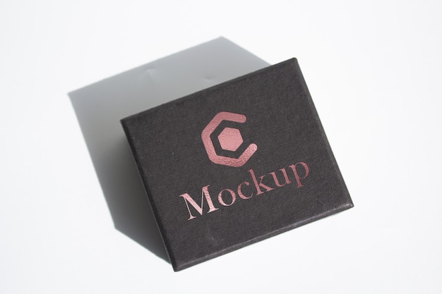 Box mockup rose gold embossed texture white background