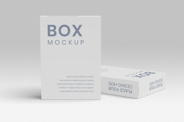 PSD box mockup standing and laydown on the right
