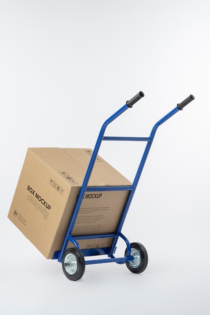 Box mockup with cart