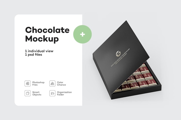 PSD チョコレート菓子のモックアップの箱