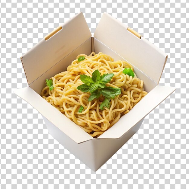 PSD box of noodles isolated on transparent background