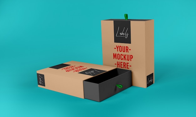 Box packaging mockup template