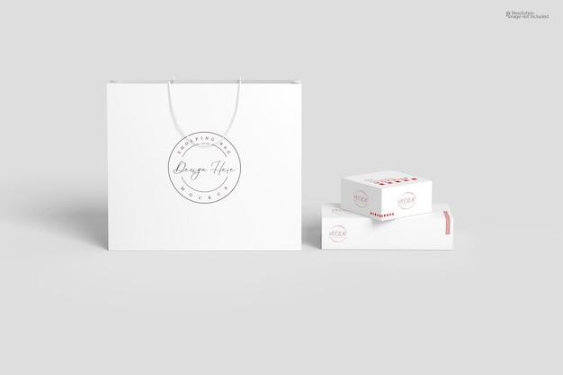 PSD box and shopping bag mockup