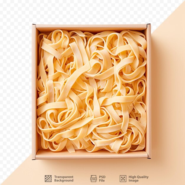 PSD una scatola di spaghetti con dentro l'immagine della pasta.