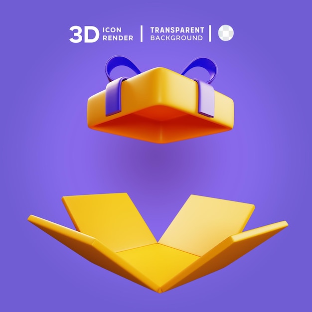 PSD box square high open side 3d illustration rendering