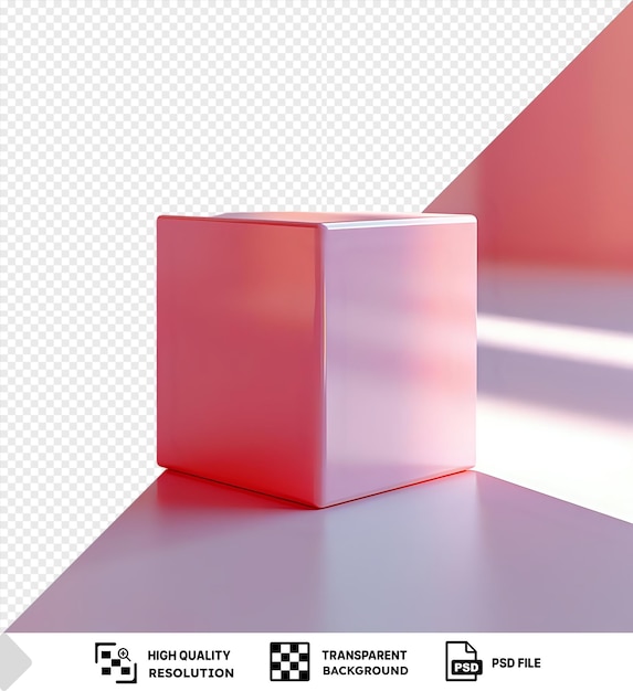Box on a table against a pink wall png psd