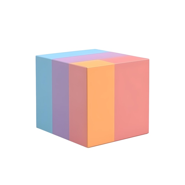 A box that has three different colors on it isometric style