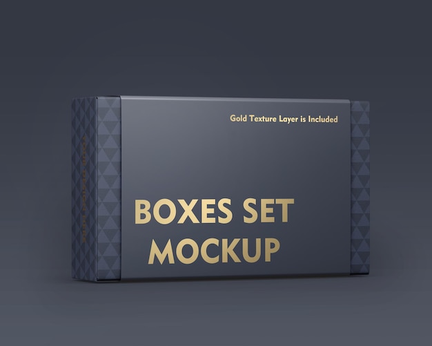 PSD a box that says boxes set mockup on it