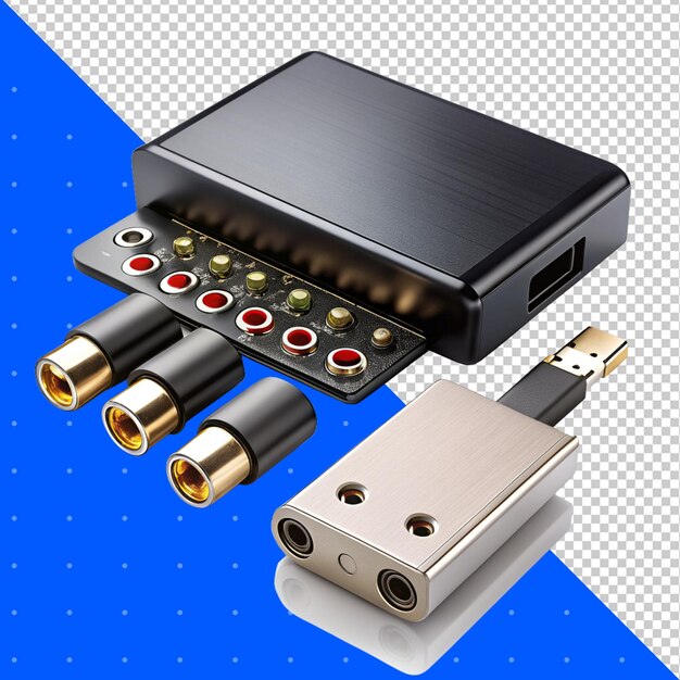 USB 플래시 드라이브와 메모리 카드가 투명한 배경 PNG 상자에