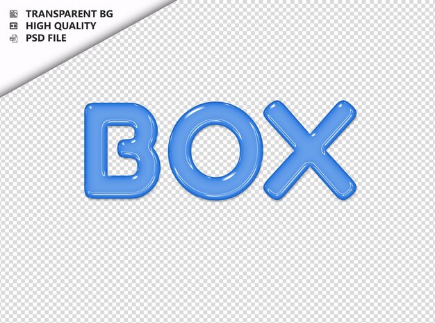 Box typography text glosy glass psd transparent