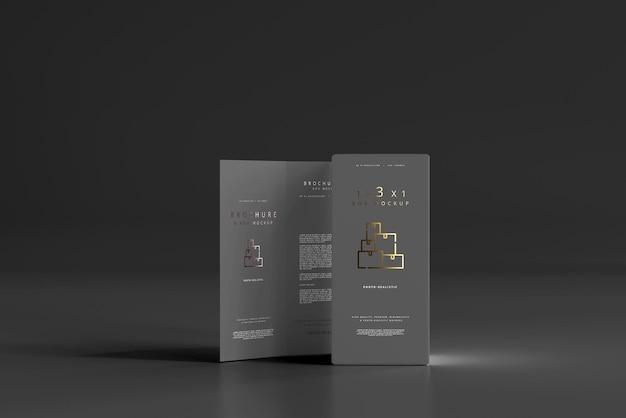 Scatola con mockup brochure bifold