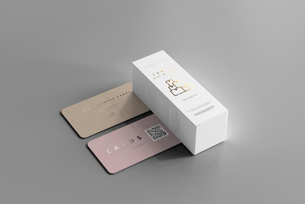 Box with Business Cards Mockup