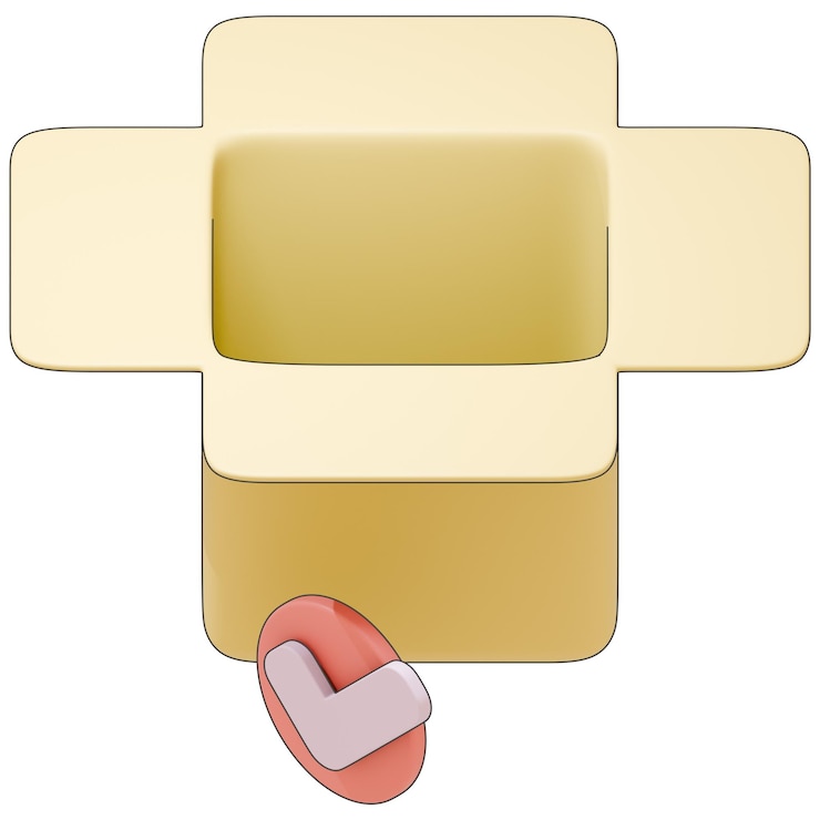 PSD box with check mark symbolizing delivery and approval
