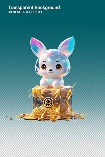 A box with a cute little bunny on it and gold glitter on it