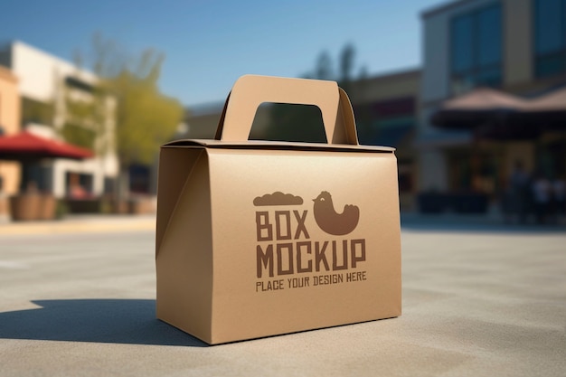 PSD box with handle logo mockup design