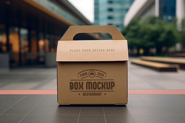 Box with handle logo mockup design