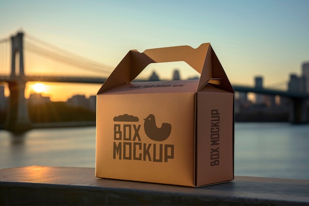 PSD box with handle logo mockup design